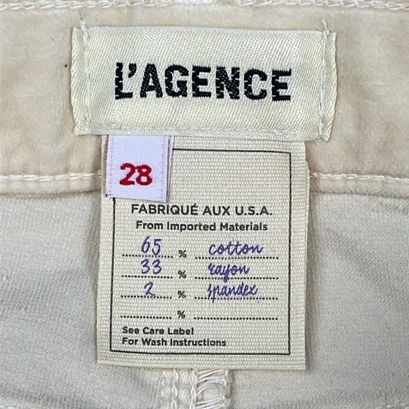NWT L’Agence Jyothi Velvet Skinny Jeans Champagne Cream Crop Split Hem Sz 28 - Picture 6 of 15
